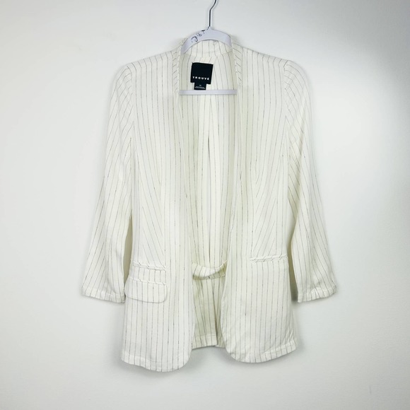 Trouve Jackets & Blazers - Trouvé Ivory Stripe Jacket Blazer Professional Career Wear Women’s Size XS